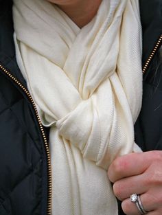 The Pretzel Knot | My Favorite Way to Tie a Scarf Bulky Scarf, Wearing A Scarf, Head Scarf Tying, Stylish Outfits For Women Over 50