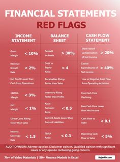 the financial statement for red flags is shown in this info sheet, which shows how to use