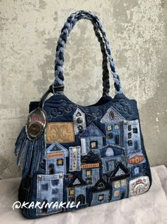 a handbag made out of old jeans