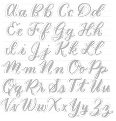 the upper and lowercase letters are drawn in cursive writing with white ink