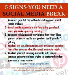 a sign that says 5 signs you need a social media break in red and white