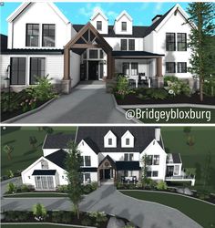 two renderings of the front and side of a house