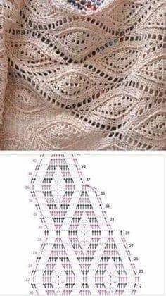 an image of a crocheted shawl with the pattern on it and another photo of