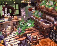 Sims 4 Flower Shop, Potting Station, Room With Plants, Floral Shop