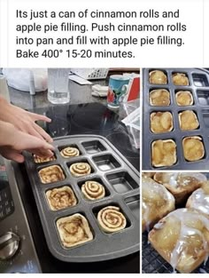 some food that is being cooked in an oven and then baked into muffins