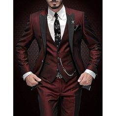 Category:Suits; Embellishment:Pocket; Season:Spring, Fall, Winter, Summer; Fabric:Polyester,TR; Front Closure:Single-Breasted Buttons; Style:Business,Daily; Includes:Vest,Pants,Jacket; Occasion:Wedding,Party; Fit Type:Plus Size; Jacket Buttons:Single Breasted One-button; Jacket Vents:Single (Center); Jacket Pockets:Straight Flapped; Vest Buttons:4; Pattern:Solid Colored; Neckline:Peak; Listing Date:12/11/2023; Production mode:External procurement; Pant Length:; Pants Waist:; Shoulder Width:; Sle Wedding Best Man, Terno Slim Fit, Formal Wedding Suit, Men Suits Wedding, Mens 3 Piece Suits, Prom For Guys, Prom Suits For Men, Suits Wedding, Man Blazer