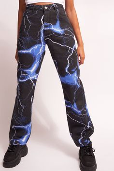 Lightning Pants, Hoodie Pattern, Boyfriend Fit Jeans, Custom Jeans, Light Jeans, Painted Clothes