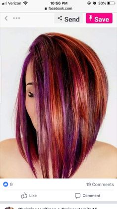 Funky Hair Colors, Purple Hair Highlights, Dark Purple Hair, Colored Hair Tips, Creative Hair Color, Fall Hair Color For Brunettes, Red Highlights, Hair Color Purple, Pretty Hair Color