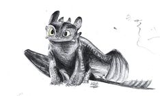 a black and white drawing of a small creature with big eyes, sitting on the ground