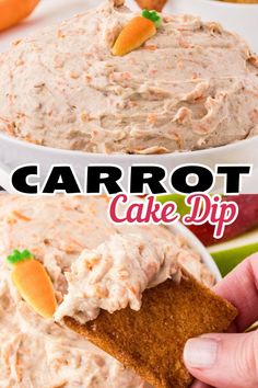 carrot cake dip in a bowl with a cracker