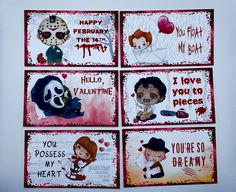 four valentine's cards with cartoon characters on them