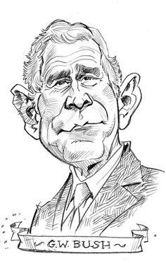 a caricature drawing of george bush