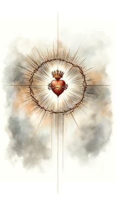 Sacred Heart Watercolor, Sacred Heart Of Jesus Wallpaper, Jesus Watercolor, Catholic Symbols, Christian Art Print, Jesus Drawings, Jesus Artwork