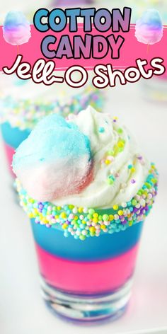 cotton candy jello shots with sprinkles on top