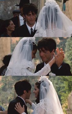 the wedding scene is shown in two different frames