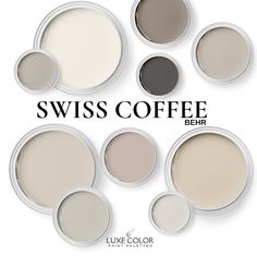 Behr Swiss Coffee With Complementary Colors That Features A Neutral Paint Palette for Your Whole Home. - Etsy Nicaragua Behr Swiss Coffee, Neutral Paint Palette, Swiss Coffee Paint, Paint Pallets, House Colour, Behr Paint Colors, Swiss Coffee, Colour Pallets, Paint Color Inspiration