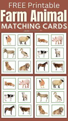 the farm animal matching cards are great for kids to learn how to read and practice their animals