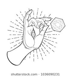 a hand holding a diamond in it's palm with rays coming out from behind