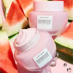 New Glow Recipe Watermelon Glow Hyaluronic Clay Pore-Tight Facial What It Is: A Non-Drying Clay Mask With Hyaluronic-Infused Clay, Bha, Pha, And Watermelon Enzymes To Unclog Pores, Smooth, And Hydrate For Softer, Clearer-Looking Skin. Skincare Concerns: Pores, Uneven Texture, And Acne And Blemishes Highlighted Ingredients: - Hyaluronic Clay: Whipped Non-Drying Clay Infused With Hyaluronic Acid To Clear Pores & Hydrate, Even For Sensitive/Dry Skin. - Watermelon Enzymes: Visibly Brighten And Exfol Facial Recipe, Watermelon Glow, Sephora Skin Care, Glow Recipe, Pretty Skin Care, Skin Care Items, Dry Sensitive Skin, Clay Masks, Facial Masks