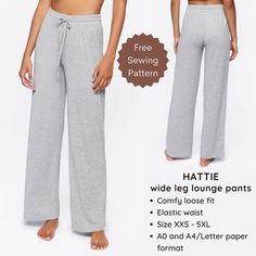 the wide leg lounge pants sewing pattern is easy to sew