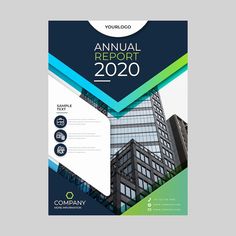 a blue and green annual report cover