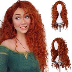 Category:Synthetic Wig; Gender:Women's; Wig Type:Cosplay Wig; Characters:Merida; Cosplay Works:Brave; Color Shade:Red; Hair Material:Synthetic Hair; Cap Construction:Machine Made; Texture:Curly; Length:Long; Heat Resistant:Yes; Listing Date:06/23/2021; Hairstyle:Asymmetrical; Can Be Permed:No Brave Cosplay, Merida Cosplay, Hair Color Images, Human Hair Pieces, Hairpieces For Women, Monofilament Wigs, Princess Cosplay, Halloween Wigs, Cheap Human Hair