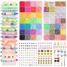 many different types of beads and bracelets