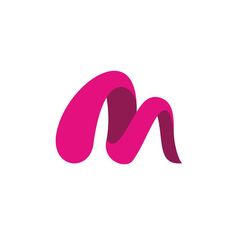 the letter m is made up of pink curved lines on a white background, and it appears to be an unusual shape