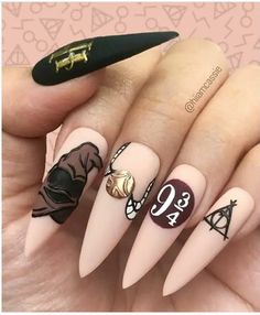 Nail Designs Harry Potter, Disney Nails Gel, Hp Nails