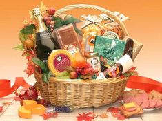 a basket filled with lots of different types of food