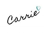 the word carie written in cursive writing