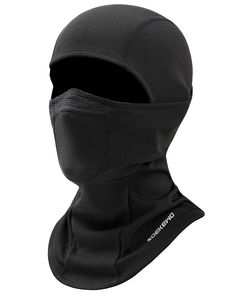 a black ski mask with the hood pulled up to protect it's face from sun damage