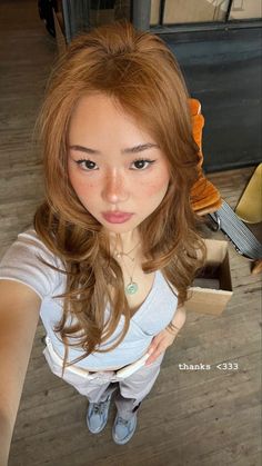 Hair Colors For Highlights, Faded Ginger Hair Color, Trend 2023 Hair Color, Ginger Hair Color On Asian, Ginger Hair On Filipino, Dyed Hair For Summer, Amber Red Hair Color, Tan Skin Colored Hair, Cooper Hair Color Asian