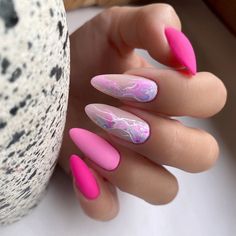 @nailitmag, @nailpromagazine, @indigonails, @masterclass_nailartclub, @best_manicure.ideas, @indigonails_lovers, Deer Nails, Water Marble, Pink Nail Art, Cute Summer Nails, Pink Nail Polish, Pink Acrylic