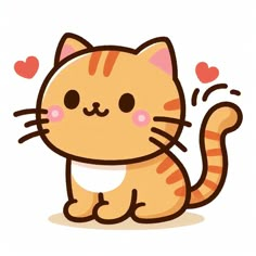 a cartoon cat with hearts on its nose