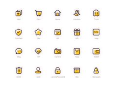 the icons are designed to look like they have different types of items and colors on them