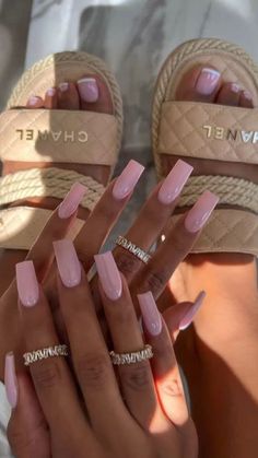 Acrylic Toe Nails, Short Square Acrylic Nails, Vacation Nails, Acrylic Nails Coffin Short, Pink Nail, Pink Acrylic Nails, Beach Nails