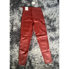 Beautiful Zara Leggings New With Tags Color Red Size Small High Rise Ankle Side Zipper Red Full-length Leggings For Spring, Trendy High Waist Red Leggings, Trendy Red High-waisted Leggings, High Waist Fitted Leather Leggings, Fitted High Waist Leather Leggings, Casual Stretch Red Leather Pants, Red Stretch Faux Leather Bottoms, Stretch Red Faux Leather Bottoms, Red Leather Bottoms For Work