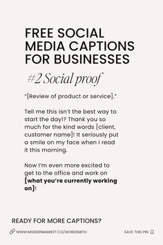 FREE Instagram Captions for Businesses + Social Media Marketing Strategy Esthetician Quotes, Business Strategy Management, Small Business Organization, Business Marketing Plan, Social Strategy, More Clients