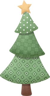 a drawing of a green christmas tree with a gold star on it's top