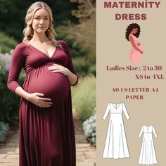 Hi-low Pregnancy Gown Dress Sewin Pattern  , available as an instant download (pdf) sewing pattern bundle with a range of size options, including plus sizes Maternity Gown Dress Sewing Pattern,Ladies Sizes ; US 2 to 30-Xs to4 XL ,Formatted A0, A4 ,US Letter Paper. ♥US Sizes: 2, 4, 6, 8, 10, 12, 14, 16, 18, 20, 22, 24, 26, 28, 30 ♥Standard Sizes: XS, S, M, L, XL, 2XL, 3XL, 4XL ♥These patterns are suitable for A4 and US Letter size papers. ♥Once your payment is processed, you will automatically receive download links for the pattern files. Please note that you can only download the files from a computer; they will not work on a phone or iPad. ♥This is a digital product. You will receive zip files containing the patterns and sewing instructions. ♥Due to the nature of digital downloads, no ref Pregnancy Gowns Dresses, Art Teacher Aesthetic, Maternity Dress Pattern, Diy Maternity Clothes, Pregnancy Gown, Maternity Patterns, Teacher Aesthetic, Formal Maternity Dress, Maternity Gown