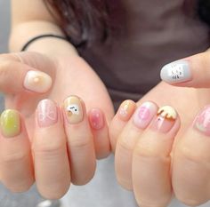 Kawaii Natural Nails, Cute Short Nails, Diy Acrylic Nails, Cute Themes, Digital Closet, Cute Nail Art, Classy Nails