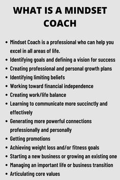 a black and white poster with the words what is a mindset coach on it