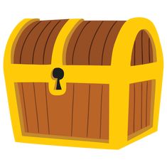 a wooden chest with a keyhole on the front and sides, isolated against a white background