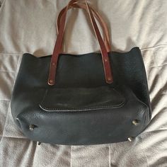 Black Leather Tote Bag Medium Size 11 Inch Drop Like New Only Used Few Times Goforth Goods Brand Tote Leather Bag, Black Leather Tote Bag, Black Leather Tote, Best Bags, Medium Bags, Good Brands, Leather Tote Bag, Leather Tote, Medium Size