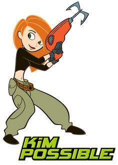 a cartoon girl with an orange hair holding a hammer