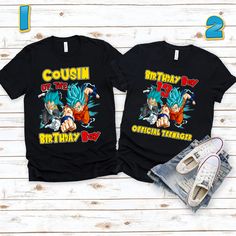 Dragon Ball Z Tshirts, Dragon Ball Z Birthday Shirt, Dragon Ball Z Birthday Party, Dragon Ball Z Birthday, Goku Family, Goku Birthday, Birthday Dragon, Cartoon Tshirt, Mario Bros Birthday