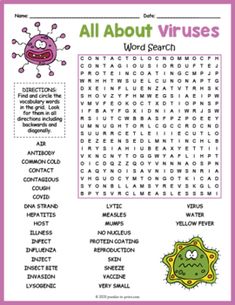 an all about virgos word search with pictures and words to help students learn how to