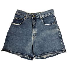 "This is a pair of Vintage Denim Shorts by Bill Blass in a Sz 6 Womens. These cute 90's High Waisted shorts with Pockets have a really cute angled back trim. It is in excellent condition with no rips, stains, tears, or holes. Appx Measurements: Waist: 28\" Hips: 38\" Rise: 11.5\" Inseam: 4.5\" Material: 96% Cotton; 4% Spandex" Y2k Style Medium Wash Short Bottoms, Cheap Vintage Jean Shorts With Pockets, Y2k Style Medium Wash Short Shorts, 90s Style Dark Wash Jean Shorts, 90s Style Medium Wash Short Length Shorts, Y2k High Waist Medium Wash Shorts, 90s Style Dark Wash Short Length Bottoms, 90s Style Dark Wash Short Bottoms, 90s Style Denim Shorts