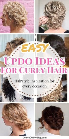 Curly Hair Updos: Cute and Simple Concepts for Any Event • OhMeOhMy Weblog- #Blog #Curly #Cute #Easy #Hair #Ideas #Occasion #OhMeOhMy #Updos Check more at https://howcandothis.com/hairstyleideas/curly-hair-updos-cute-and-simple-concepts-for-any-event-ohmeohmy-weblog/ Loose Curly Updo Wedding Low Buns, Updos For Permed Hair, Curly Hair Chignon Tutorial, Wedding Guest Hair For Curly Hair, Updos For Long Curly Hair Natural Curls, Casual Updos For Curly Hair, Curly Hair Simple Updo, Bridesmaid Hair For Curly Hair, Short Curly Hair Updo For Wedding